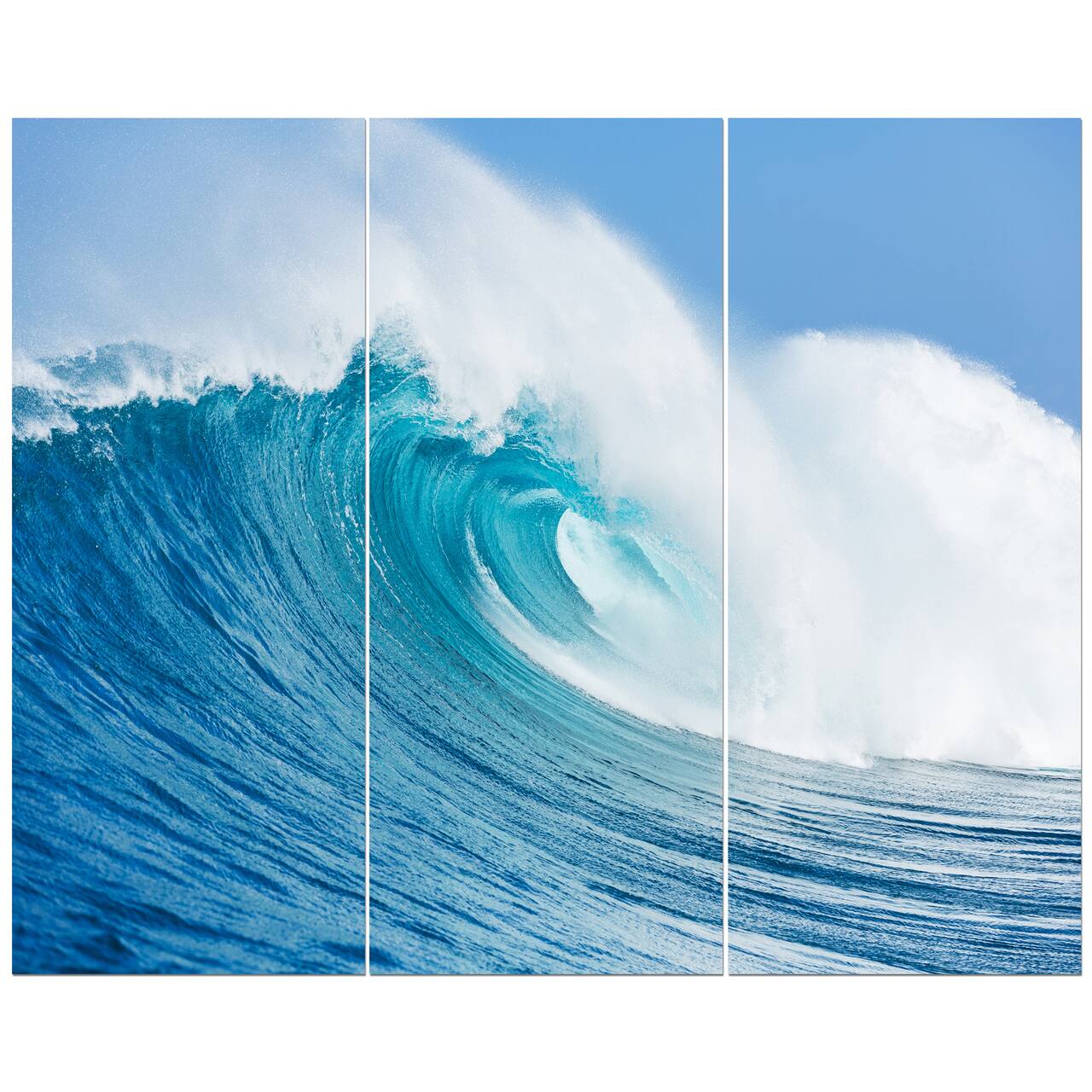 Designart - Blue Ocean Wave - Sea & Shore Photography on Wrapped Canvas set